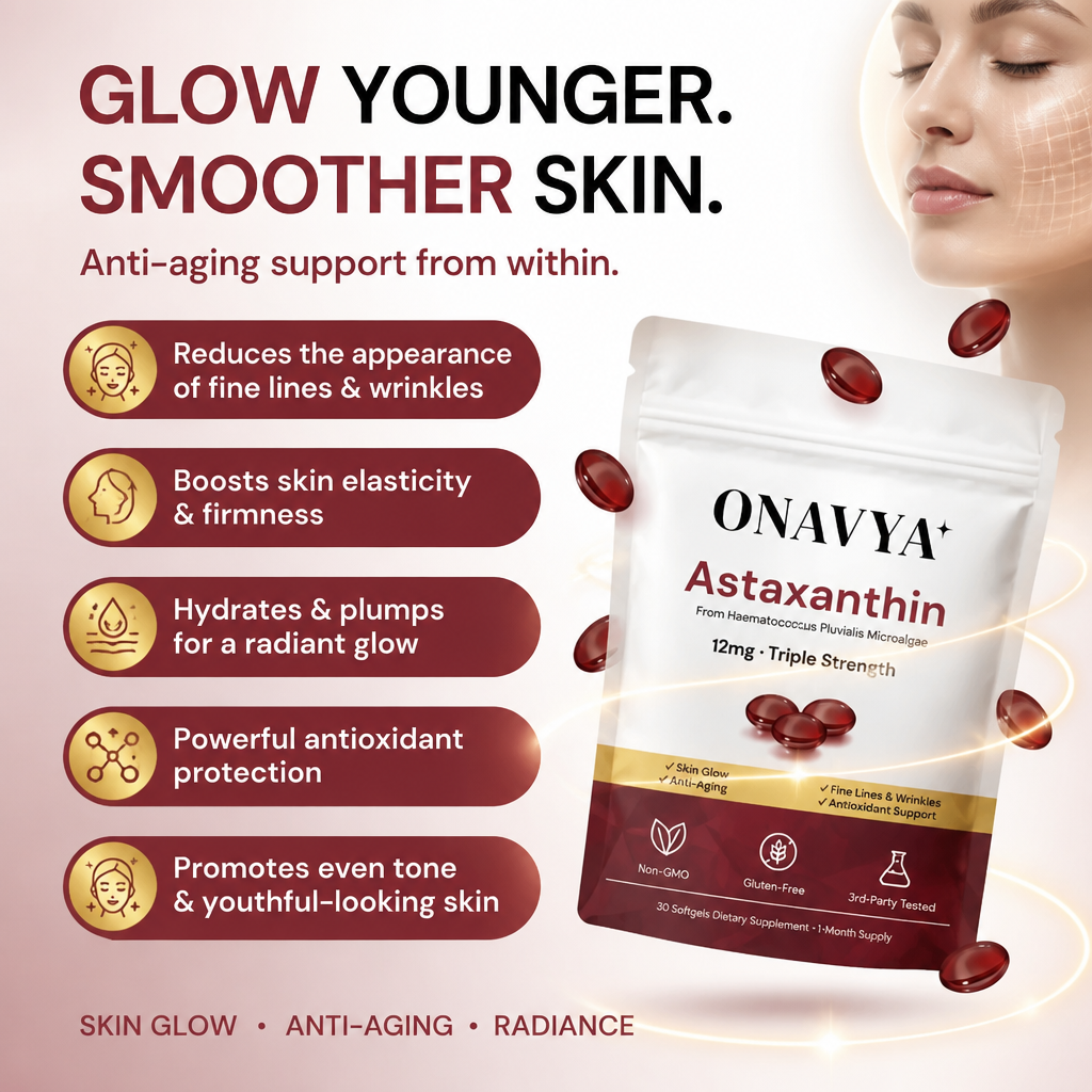 Onavya Astaxanthin 12mg Softgels for Skin Glow